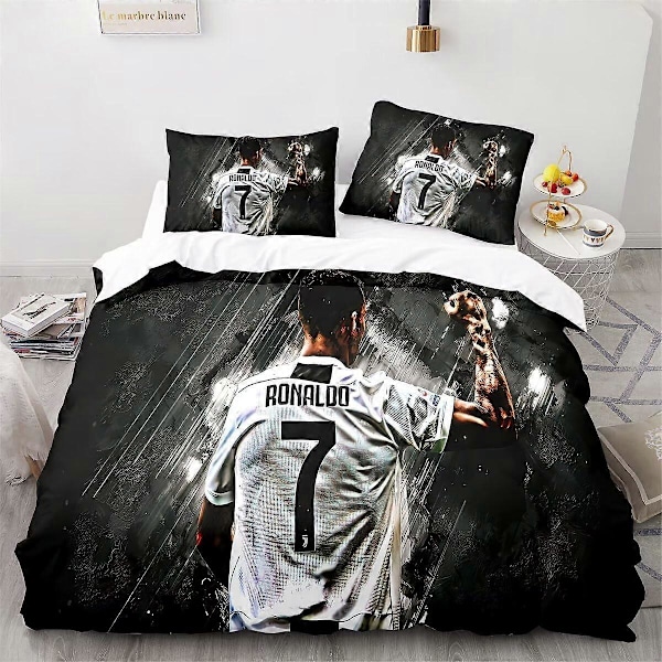 Påslakanset g1601 Fotboll CR7, Ronaldo Mikrofiber Sängkläder Set 3 Delar Barn Täcke Set tq1601 Lakan 135x200cm 53x78in