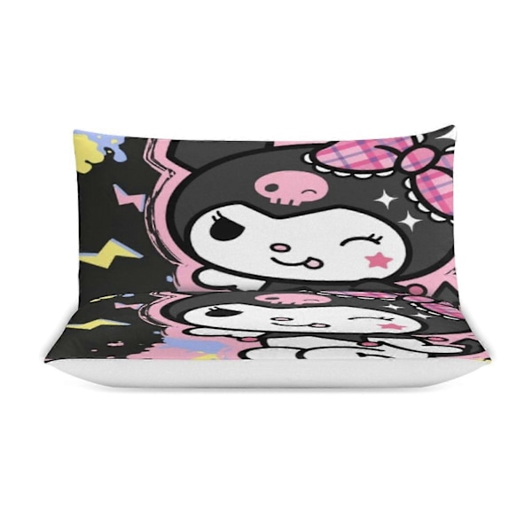 v1470 Kuromi Täcke Set Tjockt Mjukt 3 Delars Sängklädesset Året Runt Täcke med 2 Örngott för Vuxna Kvinnor Flickor Tonåringar Hem Rum Inredning io1470 135x200cm 53x78in