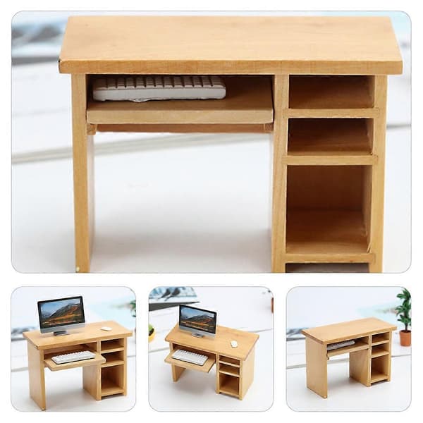 Miniature computerbord i træ til dukkehus, 2 sæt