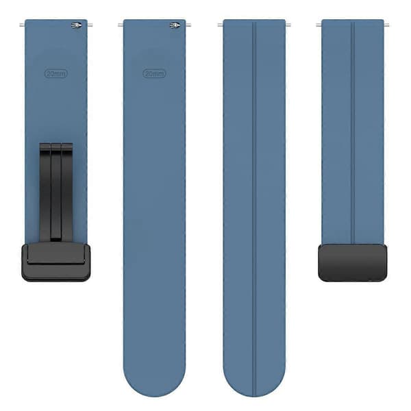 xDfind Fladhoved Rille Foldbar Sort Spænde Silikone Urrem Rock Blue 22mm