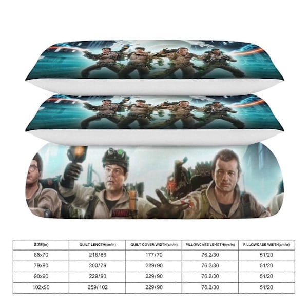 x309 Ghostbusters Påslakanset Mikrofiber Sängkläder 3D-tryckt Lättviktigt 3-delars Täcke Set, 1 Påslakan och 2 Örngott för Barn Pojke 135x200cm 53x78in