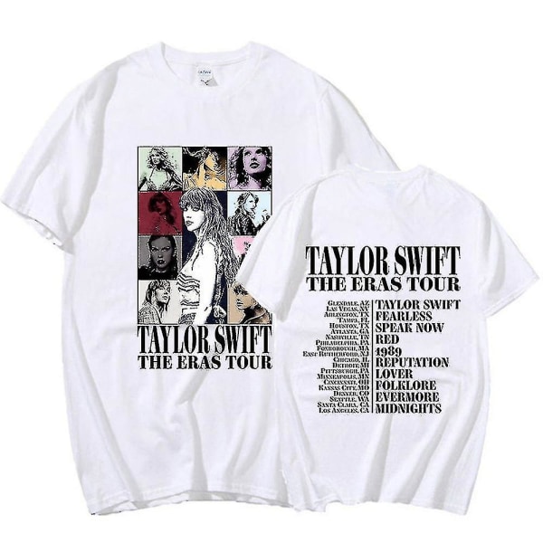 Taylor Swift The Eras Tour Fans Brev Trykt T-skjorte Korte Ermer Trykt Tee Topper tx. XL White