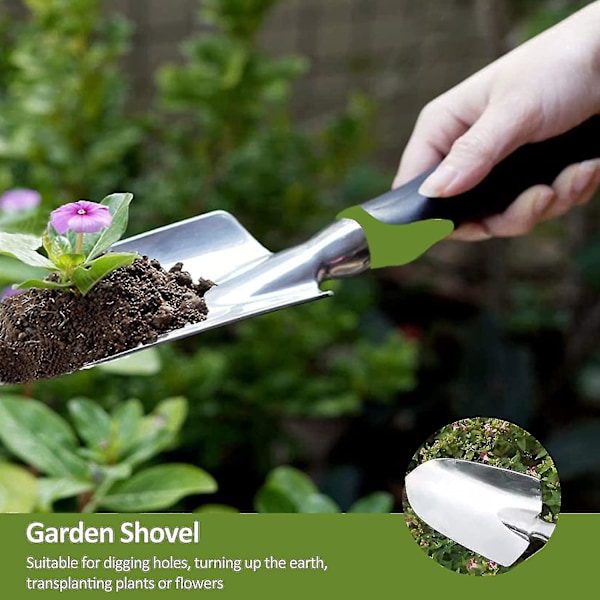 Gardentool sæt, 3-delt haveværktøjssæt med haveske, planteske og håndrive med skridsikkert ergonomisk håndtag, kraftigt havearbejde Ki