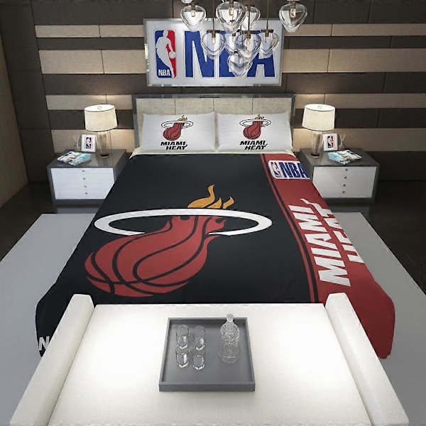 v4335 Påslakanset Miami Heat NBA Basketboll Täcke Set Doona Örngott Mjuka Hemtextilier Sängkläder IU4335 135x200cm 53x78in