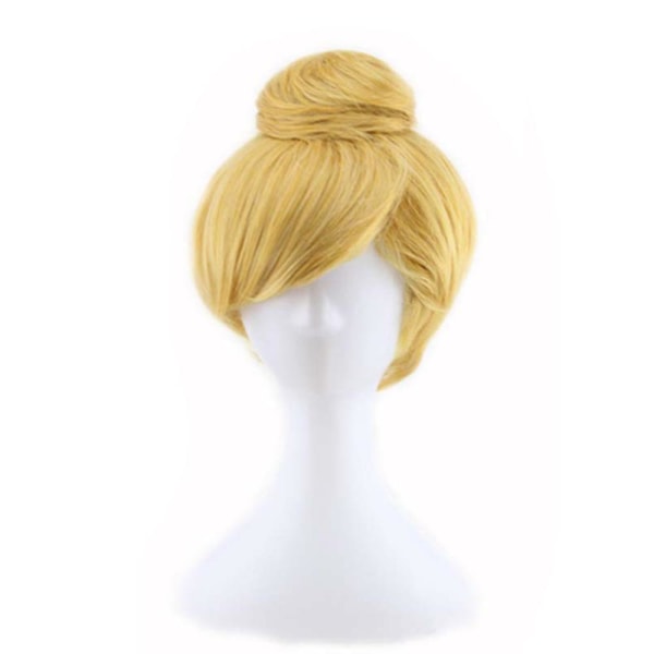 Tinker Bell Kort Rak Peruk Med Lugg Cosplay Kostym Prop Kvinnor Jul Halloween Fest Hår Guld Blond Full Peruker