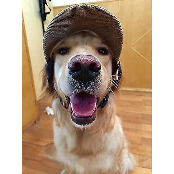 Hundehatt Hunde Solhatt Hunde Baseball Cap Sport Cap Hat Utendørshatt Solbeskyttelse Hundehatt Med Ørehull Justerbar Pustende Brown M