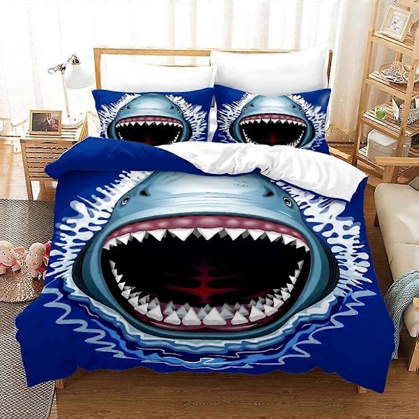 v4545 Sengetøy Hai Havtrykk Dynetrekksett Super Dynetrekk Barnesengetøy IU4545 240x260cm 94x102in