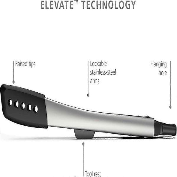 Elevate Fusion Integrerte 2-delte Silikontenger, Rustfritt Stål
