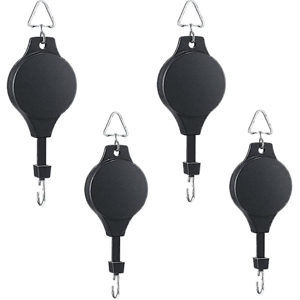 4-pack växtlyftare, justerbar växtupphängare, hängande blomkorg för trädgårdskorgar, krukor och fågelmatare i olika storlekar