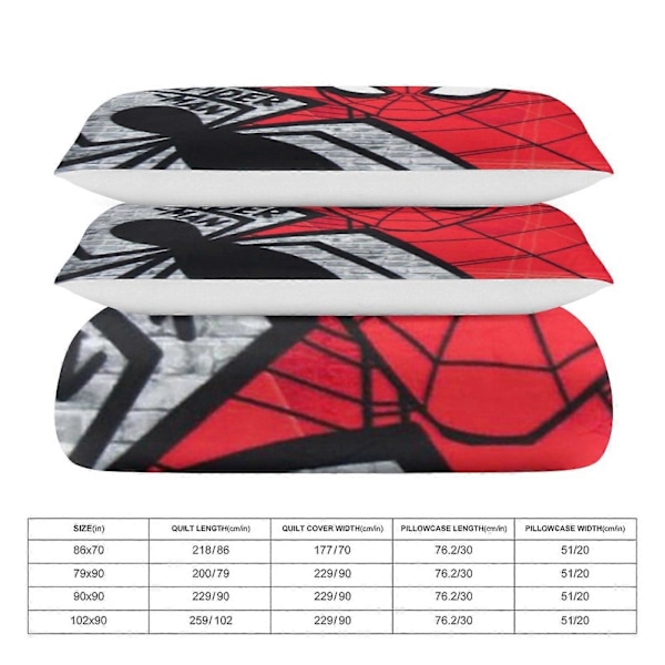 v273 Spider-Man 3-delt sengesett for enkeltseng - Inkluderer 1 enkelt dyne og 2 putevar - Falmebestandig mikrofiber - Spider io273 135x200cm 53x78in