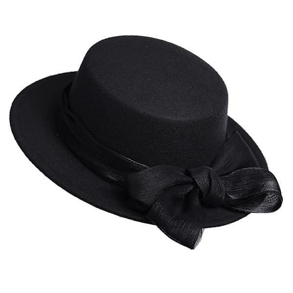 Sort filthat Dame Vintage Fedora Novelty Flat Top Hatte Herre Cap - Perfet Sort