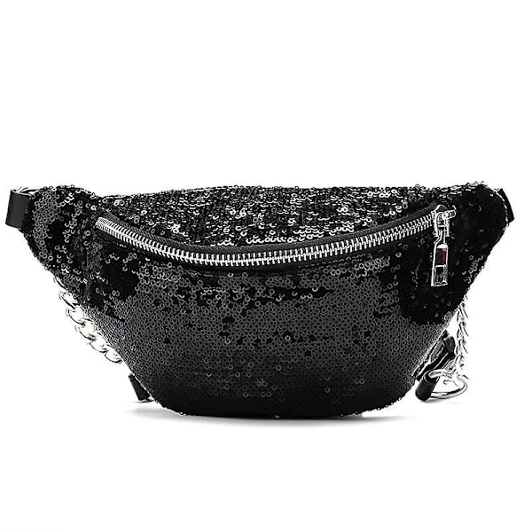 Women Sequin Fanny Pack Fashion Female Waist Bag 2022 New Chest Pouch Shoulder Bag Glitter Bum Belts Bags Waist Packs Fanny Packs black