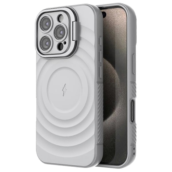Magnetiskt skal för iPhone 16 Pro - PC-stativ, vågdesign, TPU-fodral Multicolor Grey
