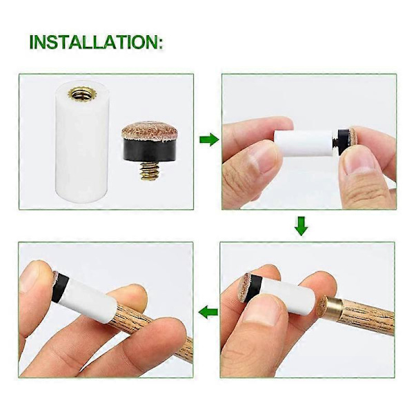 12 sett 12MM Biljard Pool Cue Tips Messing Skrue Erstatning Tips med Pool Cue Ferrule for Snooker Pool Cues