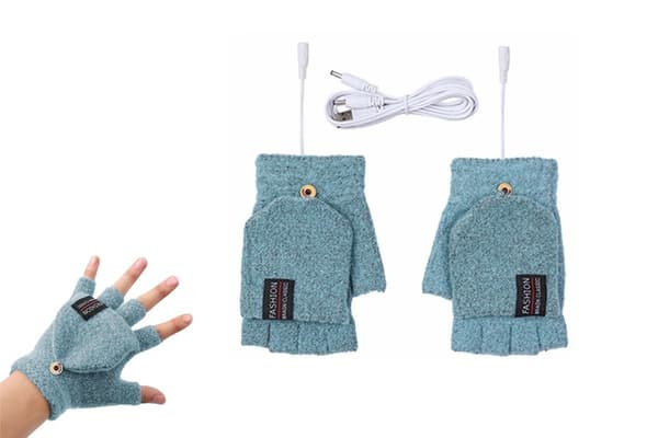 USB-uppvärmda elektriska handskar med halvfinger