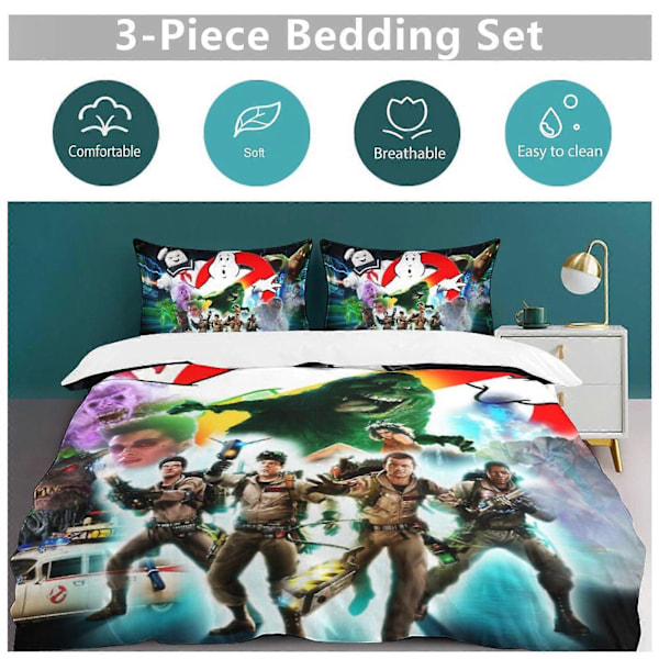 x540 Ghostbusters 3-osainen vuodevaatesetti Lämmin ja mukava pehmeä pussilakanasetti, jossa 1 pussilakana ja 2 tyynyliinaa makuuhuoneeseen b540 135x200cm 53x78in