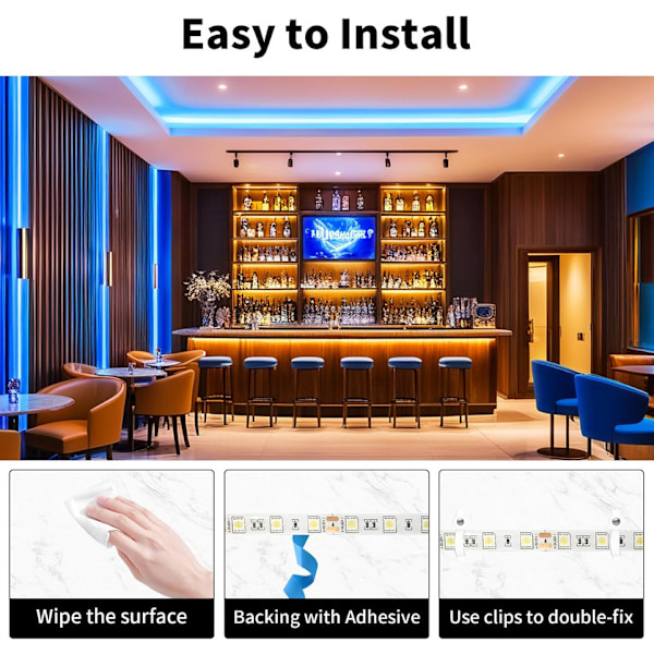 Blå LED-strip, 5 m/16,4 fot 12V SMD5050 300 LED IP65 Vattentät Klippbar Flexibel LED-tejp för Kök Bar Skåp Spegeldekoration (Ingen Strömförsörjning) Blue Waterproof