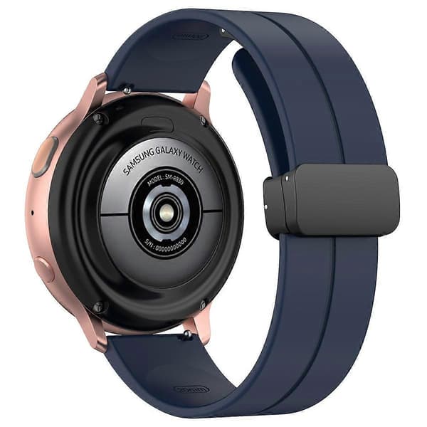 xDfind Fladhoved Rille Foldbar Sort Spænde Silikone Urrem Midnight Blue 20mm