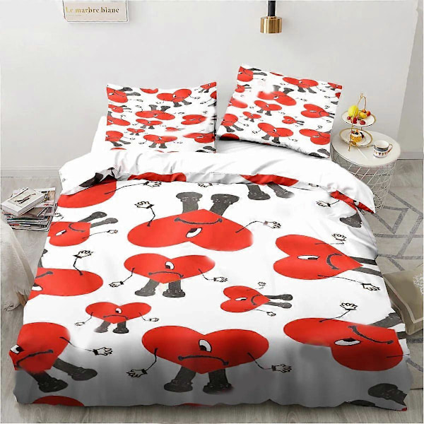 v372 Sängkläder Rolig Bad Bunny Un Verano Sin Ti Sängset, Påslakan Sängset Täcke Örngott, King Queen Twin Storlek Pojkar Flickor Vuxna 3-Delar 240x260cm 94x102in