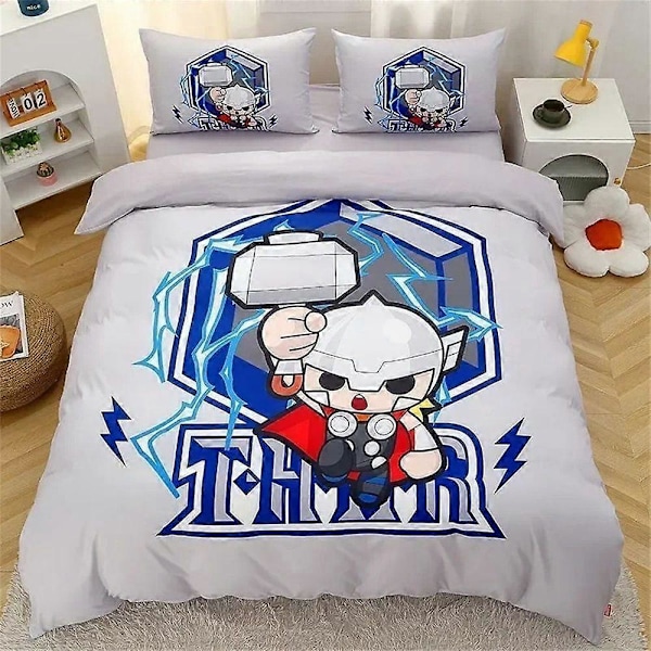 v957 Lakanat Sarjakuva Avenger-teemainen Sängynpeite Setti Tyynyliina lapsille Aikuisille Lahja Peitto Päällinen 3-osainen Sängynpeite Setti (1 Pussilakana + 2 Tyynyä 240x260cm 94x102in