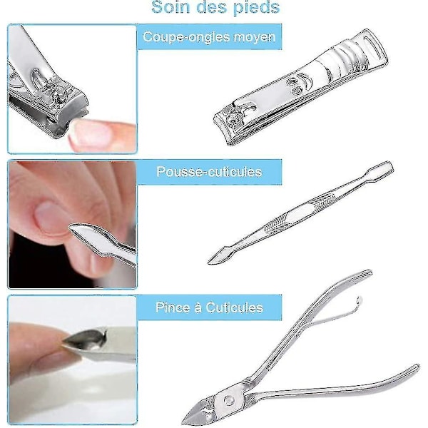 12-i-1 Set med nagelklippare Manikyr Pedikyr Rostfritt Stål Nagelvård Manikyr Pedikyr Verktyg