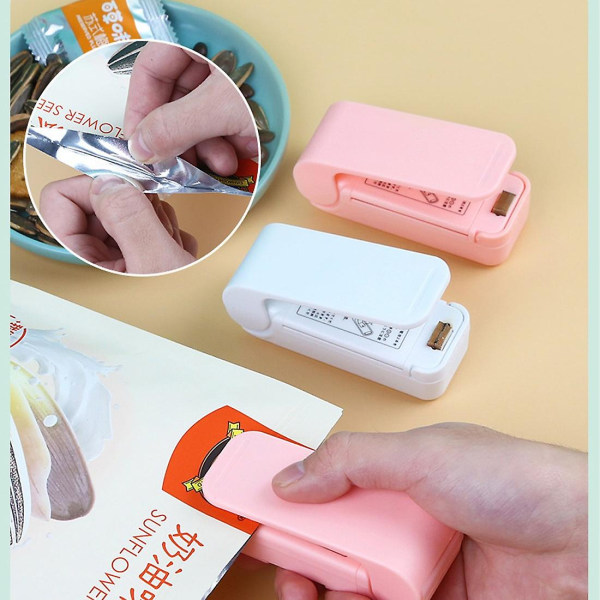 Mini förseglingsmaskin Snack Plastpåse Förseglingsmaskin Bag Sealer Handhållen vakuumförsegling, för plastpåsar Förvaring 2st pink