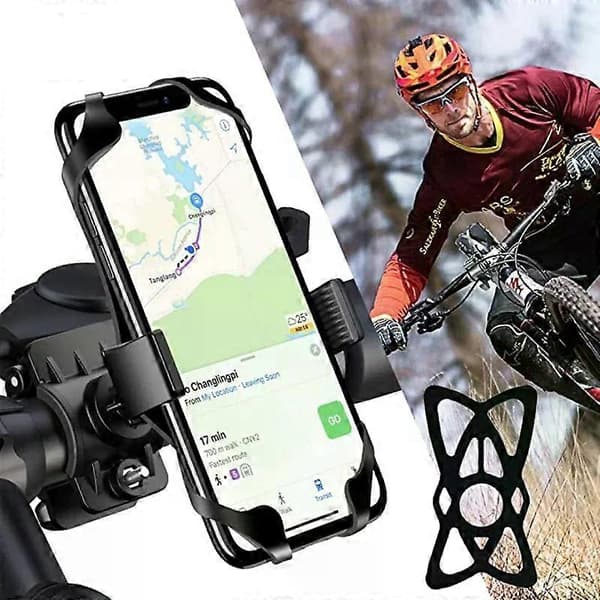 Motorcykel Cykel Telefonholder Elastisk Silikone X Web Greb Telefonmonteringsbånd Elastisk Gummi Cykel Navigation Telefon Fast Rem sort
