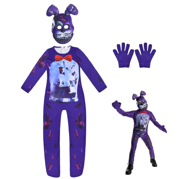 Bonnie Fnaf Freddy's Bodysuit Anime Horror Cosplay Halloween Kostume Sjovt Festtøj Til Børn Drenge Piger 160
