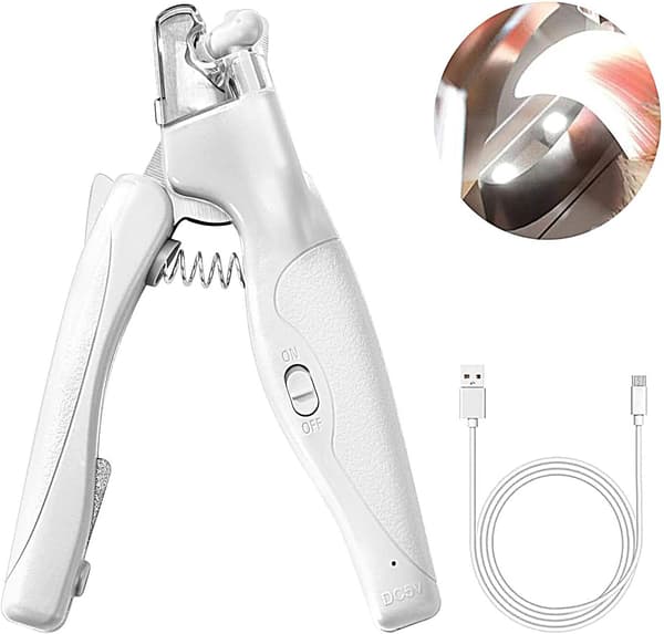 Pet Nail Clippers with LED Light for Dogs & Cats, Rechargeable