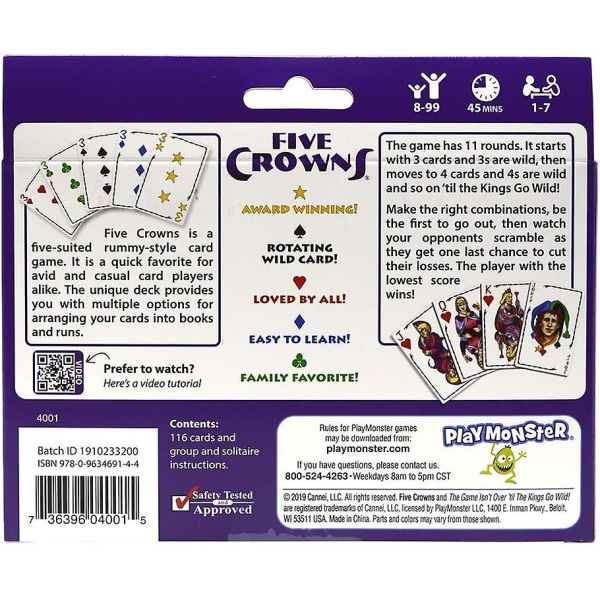 Five Crowns Card Game Family Card Game - Roliga spel för familjens spelkväll med barn$crown Poker brädspelskort, ett måste-spel för familjesammankomster