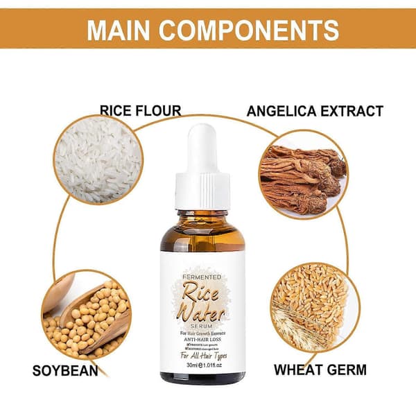 Risvann Hårvekstserum, 2 stk Risvann for Hårvekst, Risvannserum, Nærende og Vekststimulerende Serum 2pcs