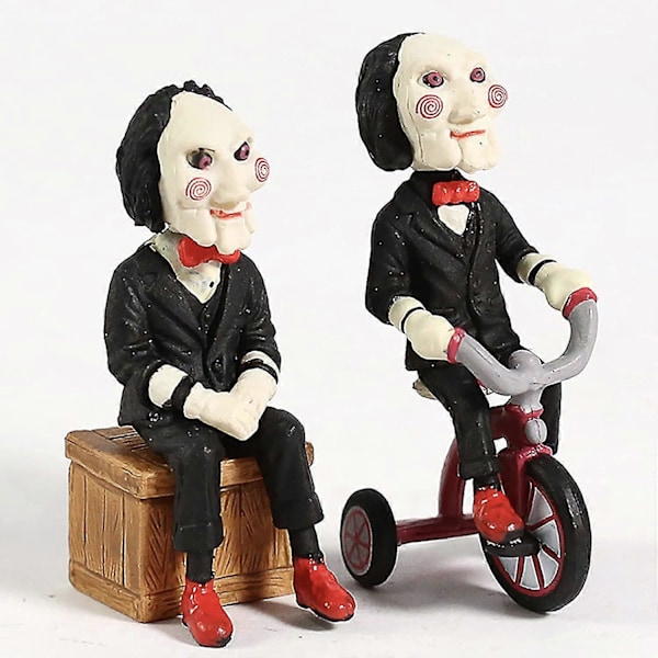Horrorfilm Model Legetøj, 2\" Mini Horrorfilm Merchandise, Klassisk Horrorfilm Saw Billy Jigsaw Figur med Cykelboks Telefonpose Nøglering Figur Dukke, 1