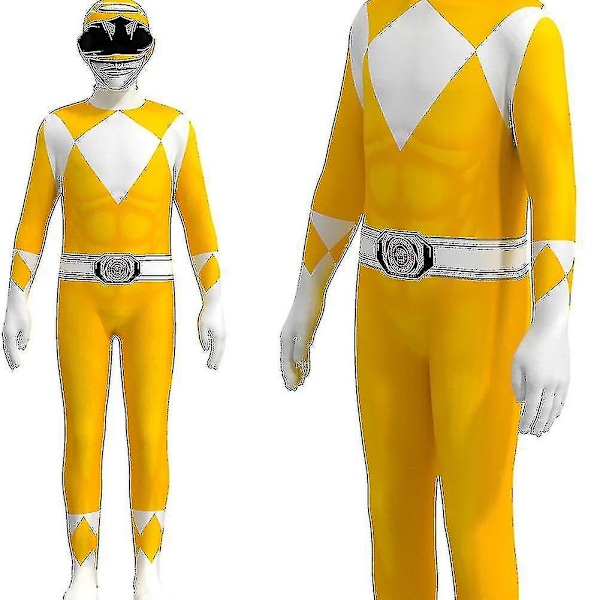 Power Ranger-dräkt för vuxna män, heldräkt för vuxna till Halloween Yellow 170cm
