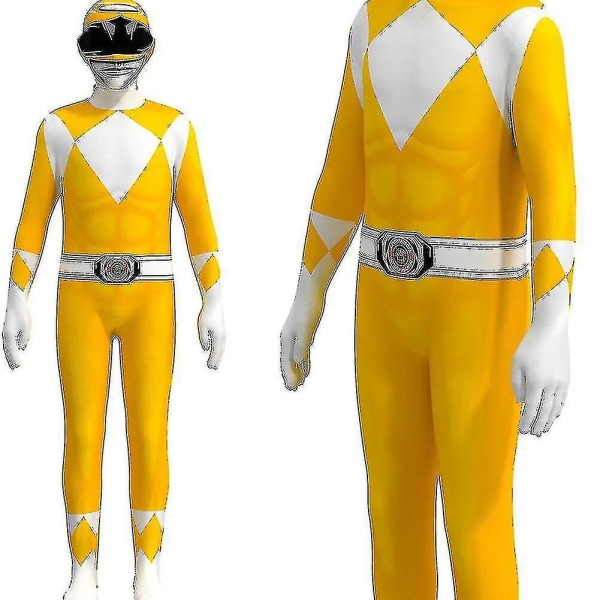 Power Ranger Kostume Voksen Mænd Bodysuit Voksen Halloween Kostume Yellow 120cm