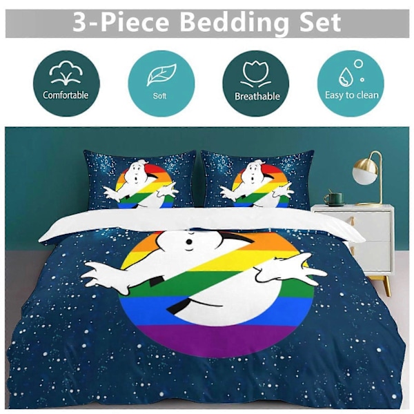 x310 Haamujengi Pussilakanasetti Mikrokuitu Vuodevaatesetti 3D-painettu Kevyt 3-osainen Peittosetti, 1 Pussilakana ja 2 Tyynyliinaa Lapsille Pojille 135x200cm 53x78in