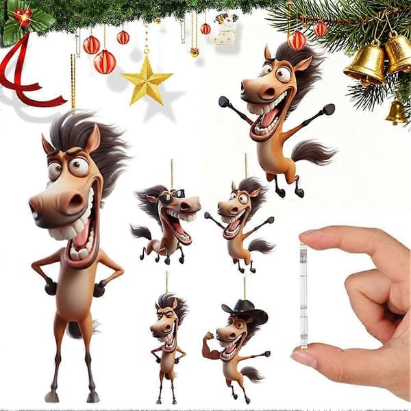 Stor Munn Hest 2D Akryl Juleanheng Dekorpynt Jul E7N0 B 1pcs