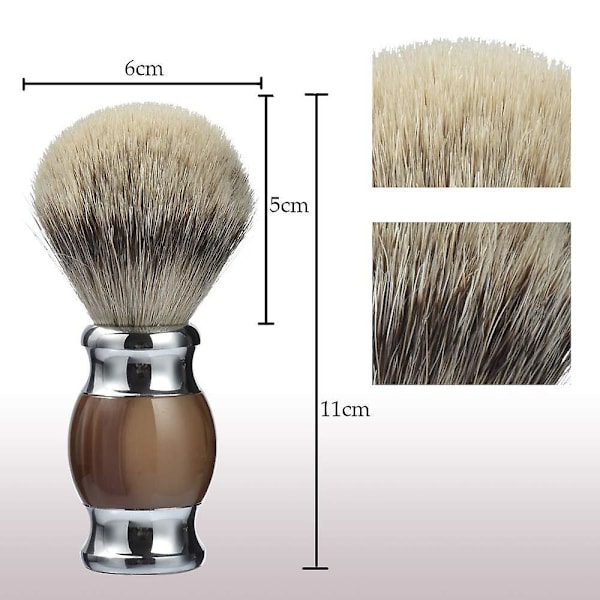 100% Silvertip Badger Hårbarberbørste, Håndlaget Barberbørste Med Fint Harpikshåndtak Og Rustfritt Stålbase (svart) Brown