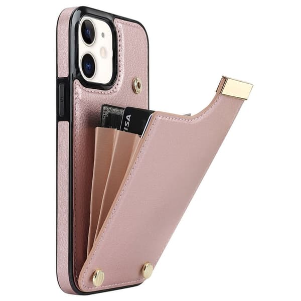 iPhone 12-deksel med kortholder - Rosegull