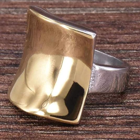 18K Guldbelagt Rustfrit Stål Buet Form Kraftig Stil Cocktailparty Bryllups Statement Ring