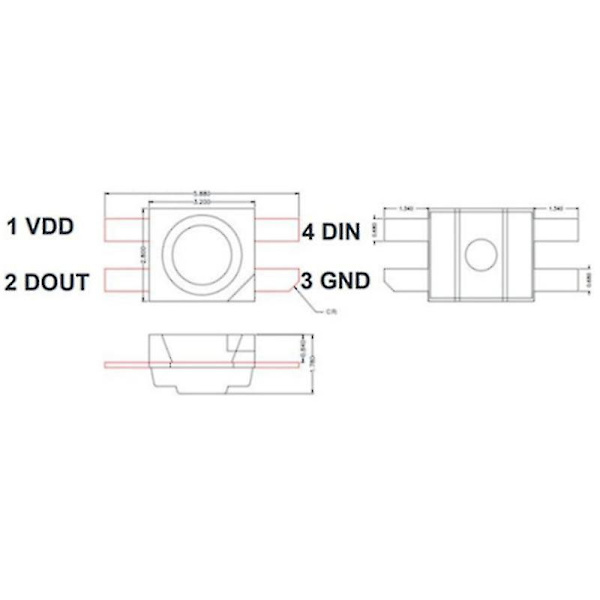 100 stk. SK6812 MINI-E RGB (Ligner WS2812B) SK6812 3228 SMD Pixels LED-chip individuelt adresserbar White
