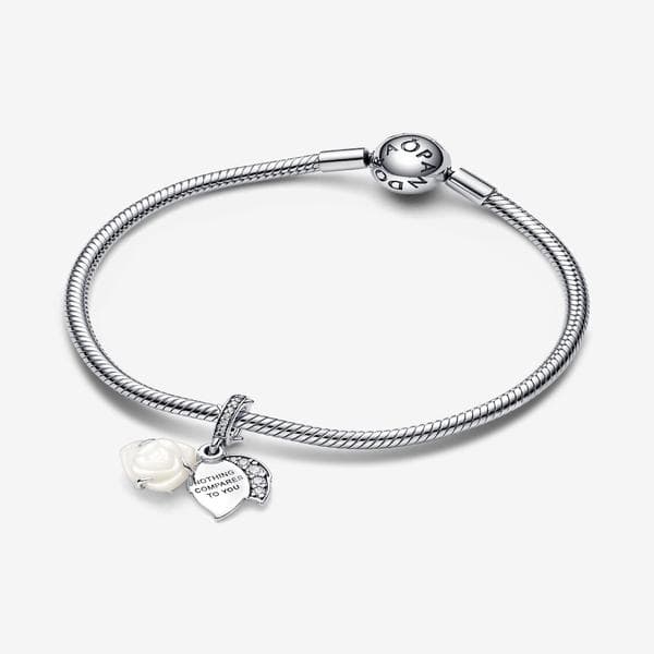 Pandora - White Rose in Bloom Dubbelberlock - Sterlingsilver