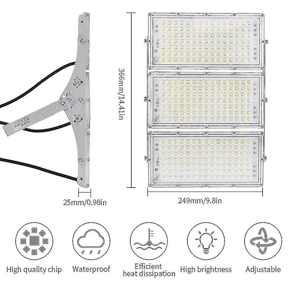 300w LED-strålkastare Vattentät Justerbar Hög Ljusstyrka För Utomhus 10 st