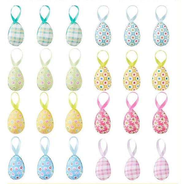 Påskepyntede egg, påskepynt anheng leketøy S7N2 color mixing 24pcs