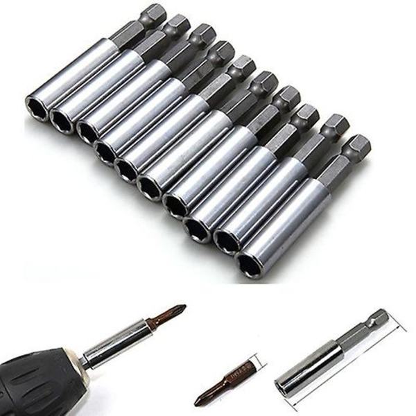 10 kpl Magneettiset jatkopidikkeet, ruuvinvääntimen kärjen pidikkeet, 1/4 tuuman kuusiokolo, sähkötyökalu Qinhai As Picture