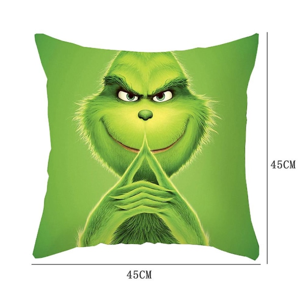 Christmas The Grinch Theme Kuddfodral Cover Grönt Monster Case Soffdekoration Dekorationer A B C D 4Pcs