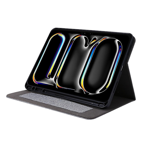 Etui til iPad Pro 13 (2024) med Kortlommer, Stativ, Læder Tablet Cover med Penholder - Multicolor Grey