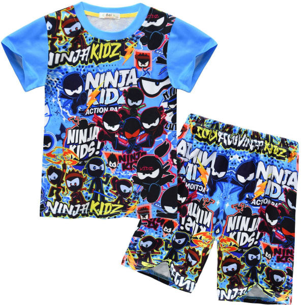 2023 Count Cm Printing Ninja Kidz Sommer Børns Kortærmet Dragt T-shirt Top + Shorts 91182 130cm