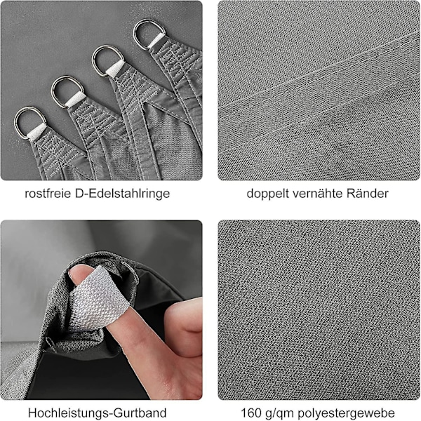 2x3m Rektangulær Vandafvisende Skygge Sejl, Vandafvisende Pes Skygge Sejl, 3x2m Rektangulær Skygge Net, Grafit Grå 2x3-hao