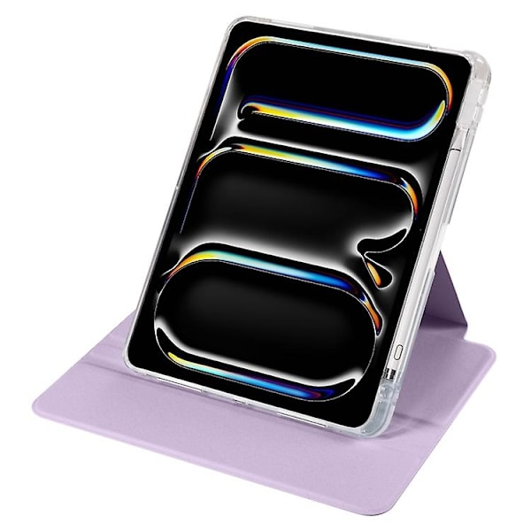 Skyddande Fodral med Rotationsställ för iPad Pro 11 (2024) - Transparent TPU med PU-Läder Multicolor Light Purple