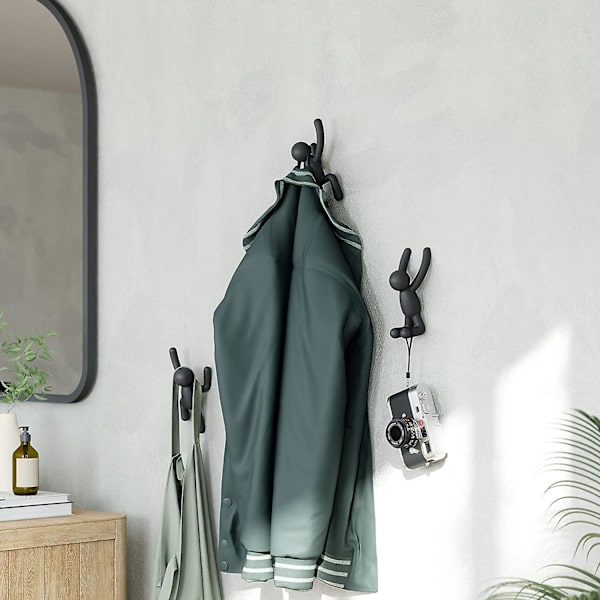 Buddy Hooks Assorteret. Buddy Wall Hooks - Dekorativt Knagerække, Sæt Af 3, Sort.